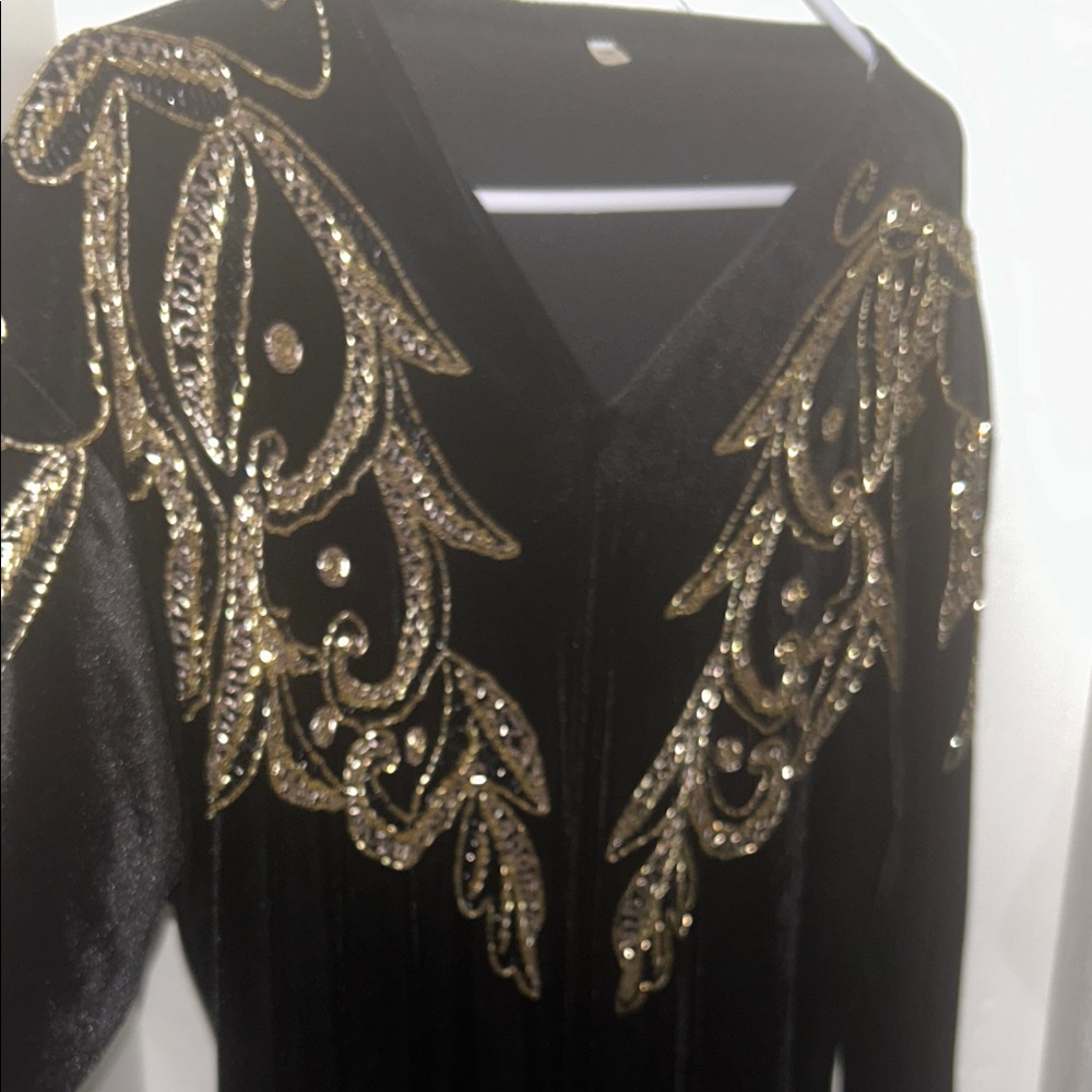 Black Dress with Gold Embellishments